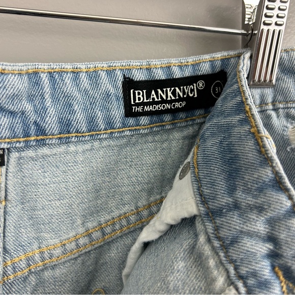 Blank NYC The Maddison Crop High Rise Blue Distressed Jeans Size 31 - Picture 6 of 8
